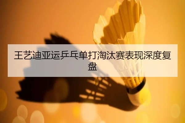 王艺迪亚运乒乓单打淘汰赛表现深度复盘